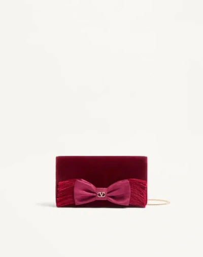 Valentino Garavani Vlogo Signature Mini Velvet Shoulder Bag Woman Maroon Uni In Burgundy