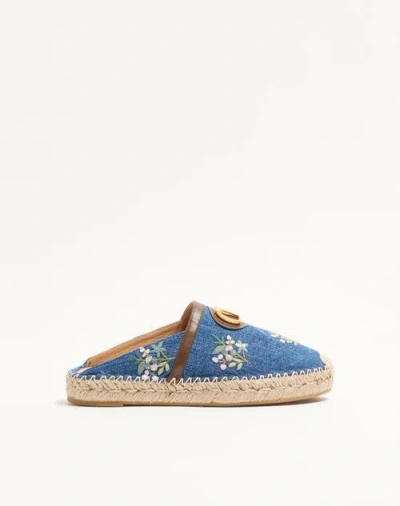 Valentino Garavani Vlogo Embroidered Espadrille Mule In Blue