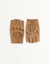 Valentino Lambskin Fingerless Gloves In Beige/brown