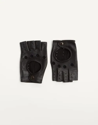 Valentino Garavani Vlogo Gloves In Black/gold