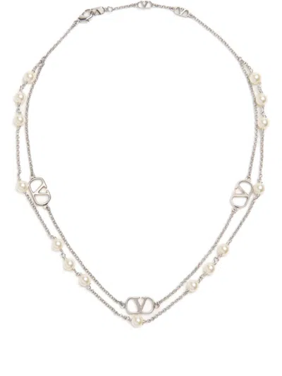 VALENTINO GARAVANI VALENTINO GARAVANI VLOGO SIGNATURE NECKLACE WITH SWAROWSKI PEARLS