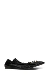 Valentino Vlogo Signature Ruched Slip-on Ballerina In Black