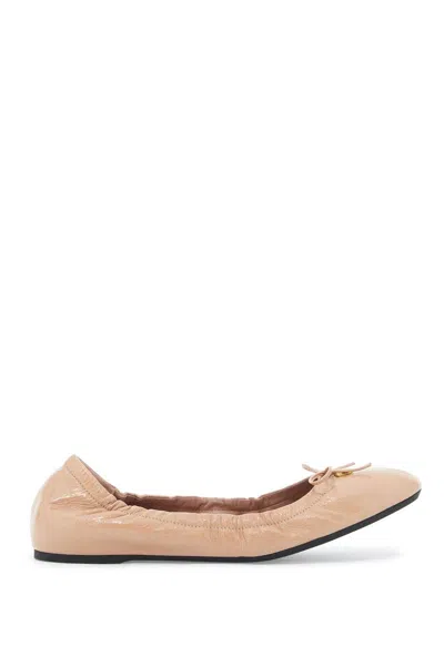 Valentino Garavani Vlogo Signature Leather Ballet Flats In Neutro