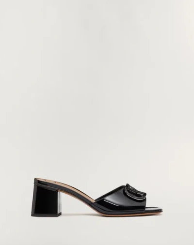 Valentino Garavani Vlogo Signature Patent Leather Slide Sandal 60mm Woman Black 42 In Noir