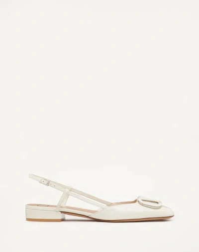 Valentino Garavani Vlogo Signature Patent Leather Slingback 20mm Woman Light Ivory 38 In White