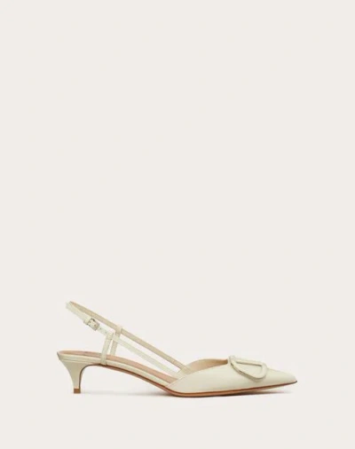 Valentino Garavani Vlogo Signature Patent Leather Slingback Pump 40mm Woman Light Ivory 41.5 In Neutral