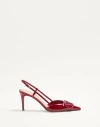 Valentino Garavani Vlogo Signature Patent Leather Slingback Pump 80mm Woman Dark Red 36.5