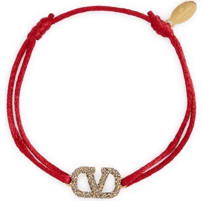 Valentino Garavani Vlogo Signature Pavé Cord Bracelet In Red
