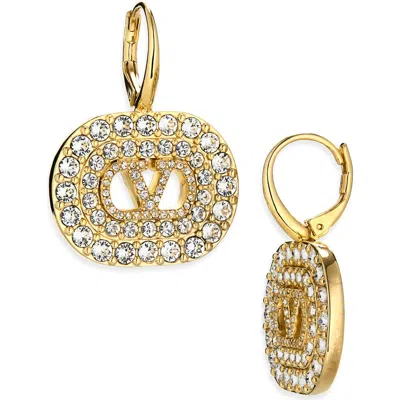 Valentino Garavani Vlogo Signature Pavè Earrings In Gold