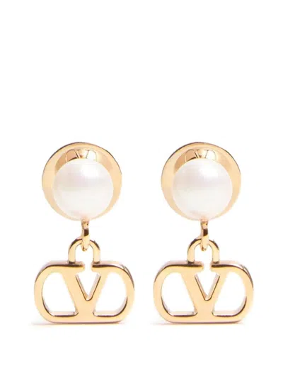 Valentino Garavani Vlogo Signature Pearl Earrings In Gold