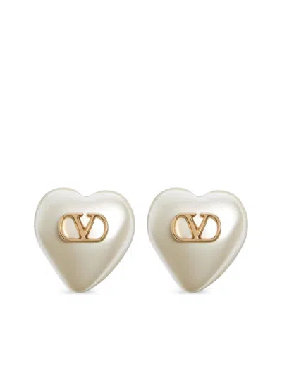 Valentino Garavani Vlogo Signature Pearl Earrings In Yellow