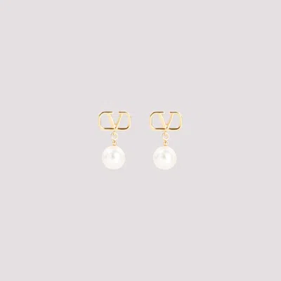 Valentino Garavani Vlogo Signature Pearl Earrings In Gold