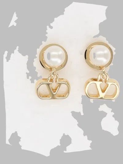 Valentino Garavani Vlogo Signature Pearl Mini Hoop Earrings In Gold