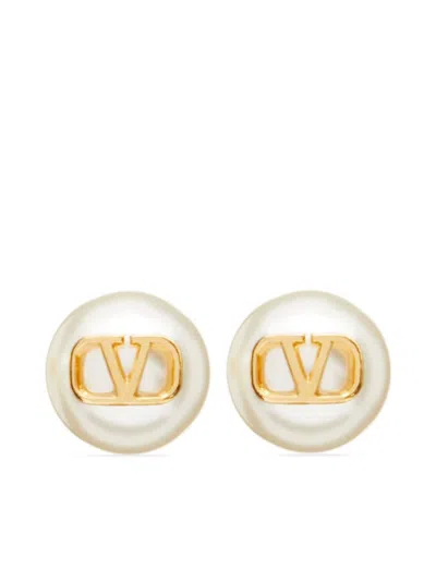 Valentino Garavani Vlogo Signature Pearls Earrings In Gold