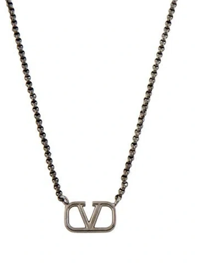 Pre-owned Valentino Garavani Garavani Vlogo Signature Pendant Necklace, 29" In Multi