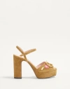 Valentino Garavani Vlogo Signature Platform Sandal In Split Leather With Floral Embroidery 115 Mm Wo In Brown
