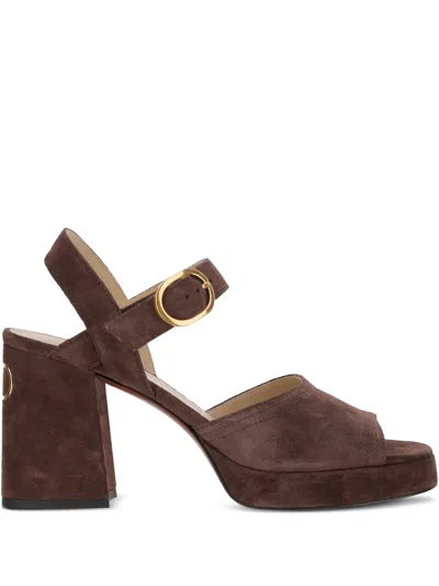 VALENTINO GARAVANI VALENTINO GARAVANI VLOGO SIGNATURE PLATFORM SANDALS WITH ANTIQUE BRASS-EFFECT FINISH, 100MM HEEL HEI