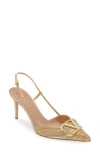 Valentino Vlogo Signature 80 Leather Slingback Pump In Star Gold/ Multicolor