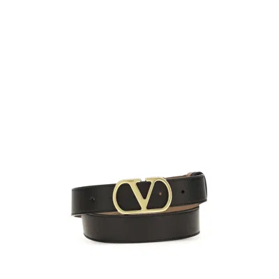 Valentino Garavani Vlogo Signature Polished Calf Leather Belt In Black