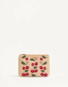 Valentino Garavani Vlogo Signature Pouch In Jacquard Raffia With Cherryfic Pattern Woman Natural/red In Natural/red