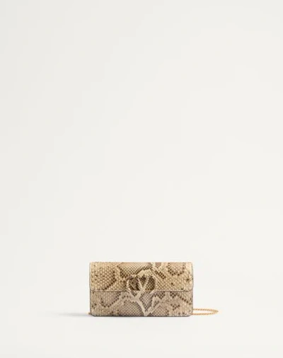 Valentino Garavani Vlogo Signature Python Chain Wallet Woman Ivory Uni