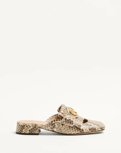 Valentino Garavani Vlogo Signature Python Loafer Mule With Fringes 25mm Woman Cream 39
