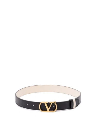 Valentino Garavani Vlogo Signature Leather Reversible Belt In Brown