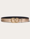 VALENTINO GARAVANI VALENTINO GARAVANI VLOGO SIGNATURE REVERSIBLE BELT IN METALLIC AND SHINY CALFSKIN 30 MM WOMAN GOLD/B