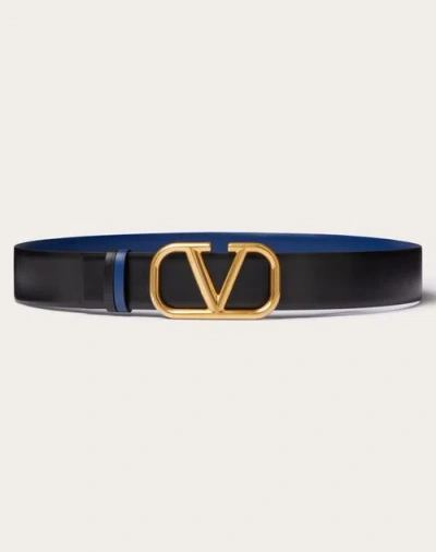 Valentino Garavani Vlogo Signature Reversible Calfskin Belt 40 Mm In Black