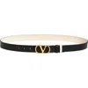 Valentino Garavani Reversible Vlogo Signature Belt In Black/butter White In Black