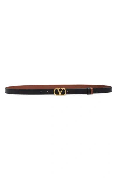 Valentino Garavani Vlogo Signature Reversible Leather Belt In Black