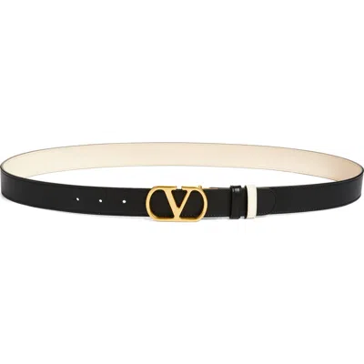 Valentino Garavani Vlogo Signature Reversible Leather Belt In Multi