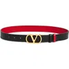 Valentino Designer Leather Belt Reversible Adjustable Length In Black