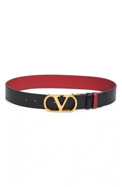 Valentino Garavani Vlogo Signature Reversible Leather Belt In Multi