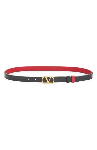 Valentino Garavani Vlogo Signature Reversible Leather Belt In Orange