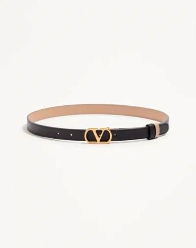 Valentino Garavani Vlogo Signature Reversible Shiny Calfskin Belt - 20mm / 1.2 In. Woman Black/pink