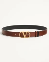 Valentino Leather Belt With Adjustable Length And Reversible In Brown