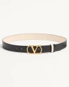 Valentino Garavani Vlogo Signature Reversible Shiny Calfskin Belt - 30mm / 1.2 In. Woman Black/butte