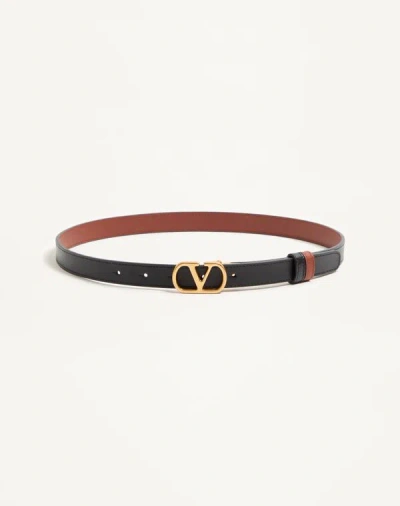 Valentino Garavani Vlogo Signature Reversible Shiny Calfskin Belt - 20mm / 1.2 In. Woman Black/deep