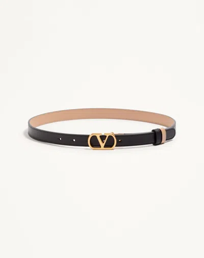 Valentino Garavani Vlogo Signature Reversible Shiny Calfskin Belt - 20mm / 1.2 In. Woman Black/pink