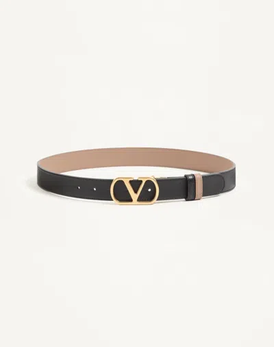 Valentino Garavani Valentino Vlogo Signature Reversible Leather Belt In Black