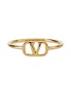 Valentino Polished Thin Band Vlogo Signature Ring In Gold