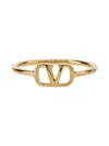 Valentino Polished Thin Band Vlogo Signature Ring In Gold