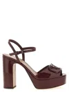 Valentino Garavani Vlogo Signature Sandals In Burgundy