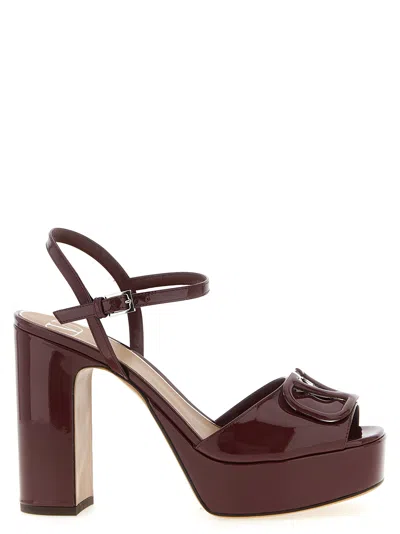Valentino Garavani Vlogo Signature Sandals In Burgundy
