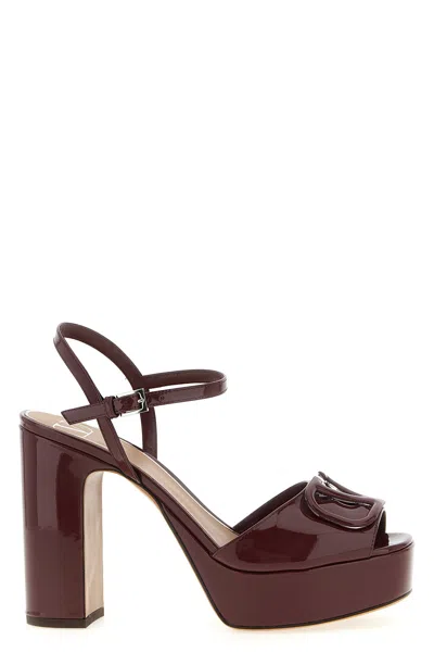 Valentino Garavani Valentino Vlogo 115 Patent Platform Sandal In Burgundy