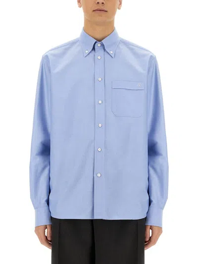 Valentino Garavani Cotton Oxford Shirt With Vlogo Embroidery In Multi