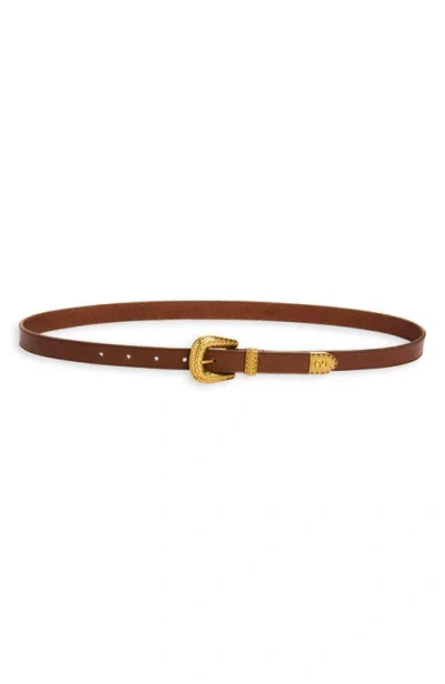 Valentino Garavani Vlogo Signature Skinny Leather Belt In Brown