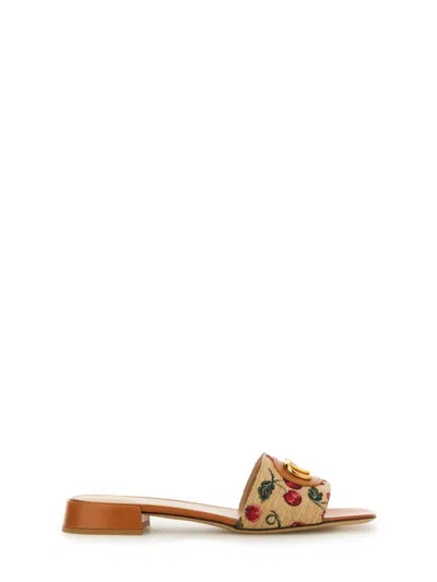 Valentino Garavani Vlogo Signature Slide Sandal For Women In Beige
