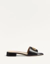 Valentino Garavani Vlogo Signature Leather Slides In Black